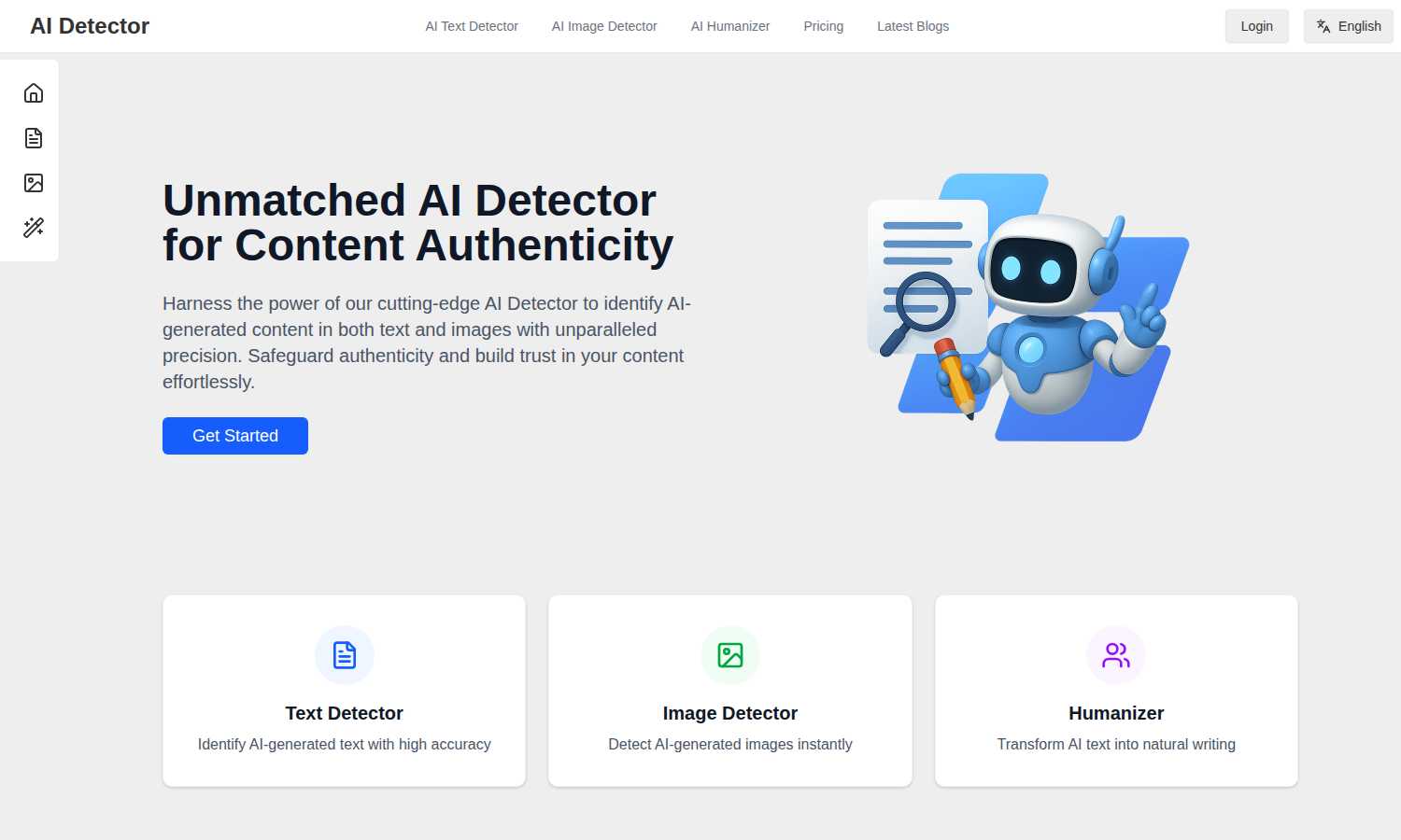 GPTDetect application interface and features