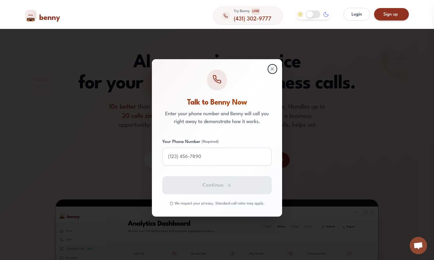 Ask Benny application interface and features