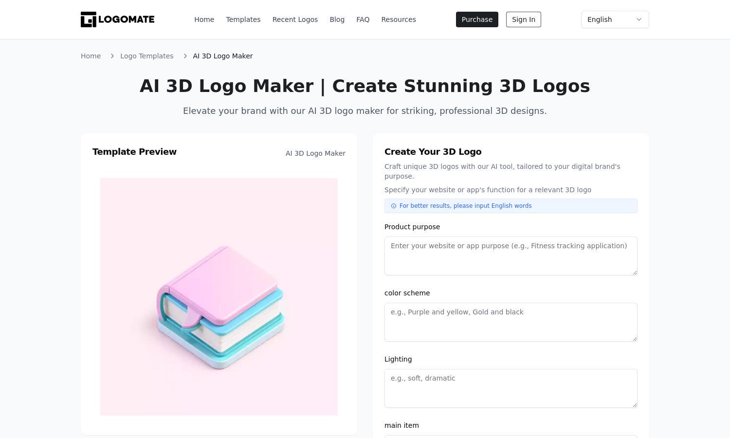 AI 3D Logo Maker Website