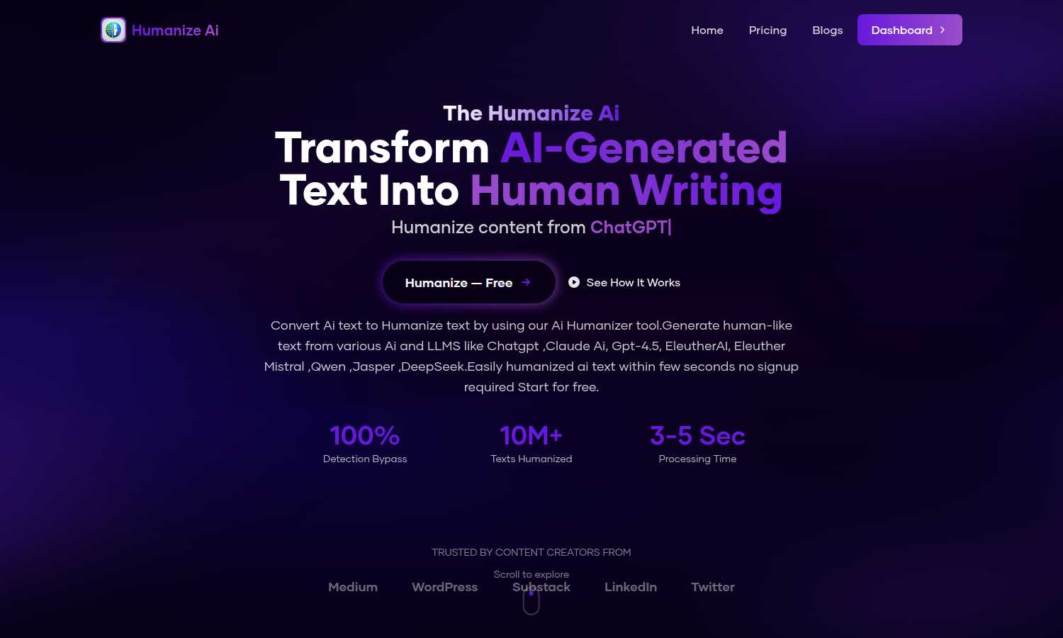 The Humanize AI application interface and features