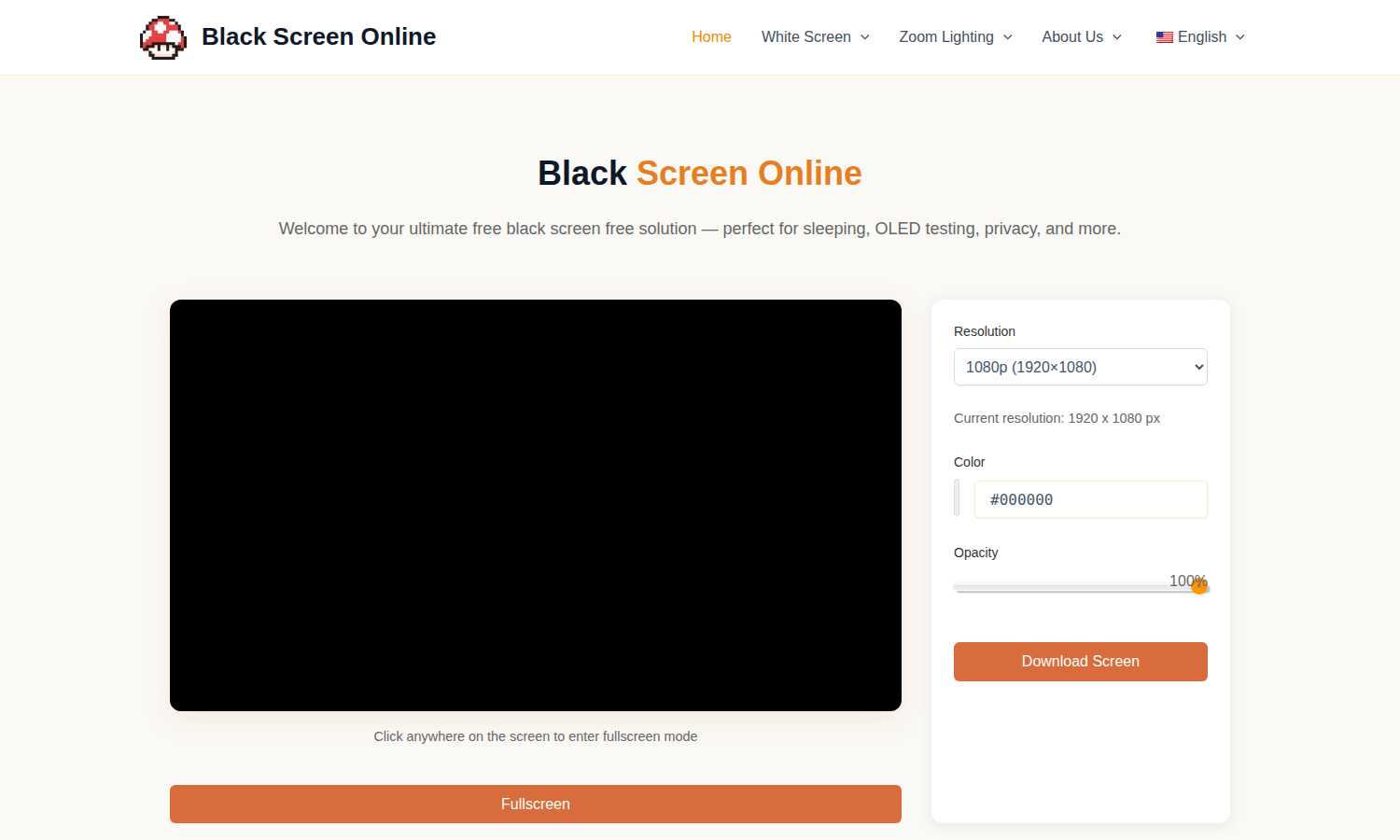 Black Screen application interface and features