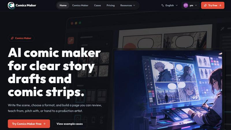 Comics Maker application interface and features