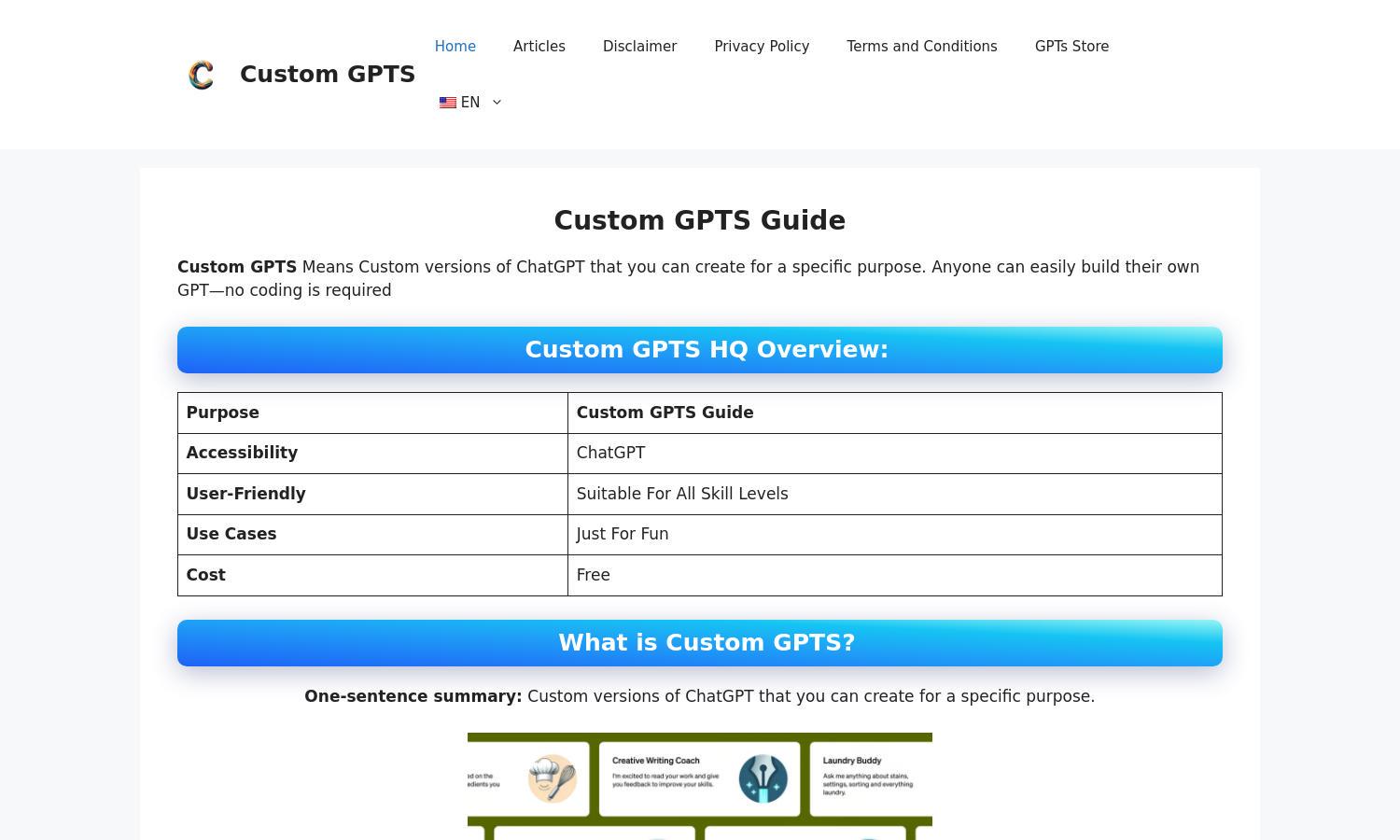 Custom GPTS Website