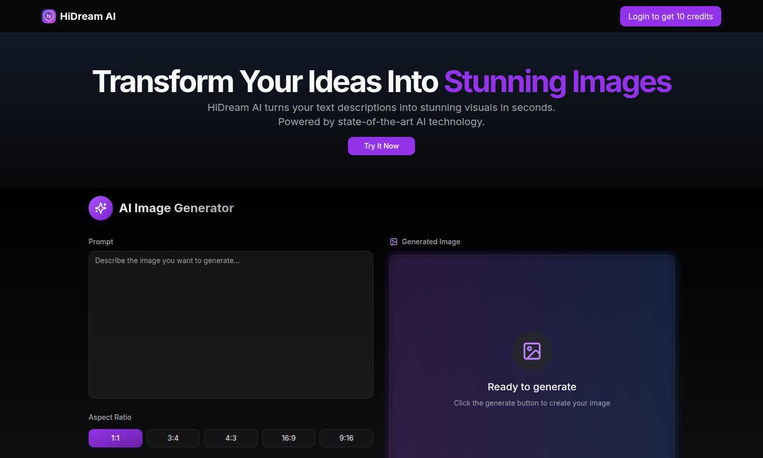 HiDream AI application interface and features