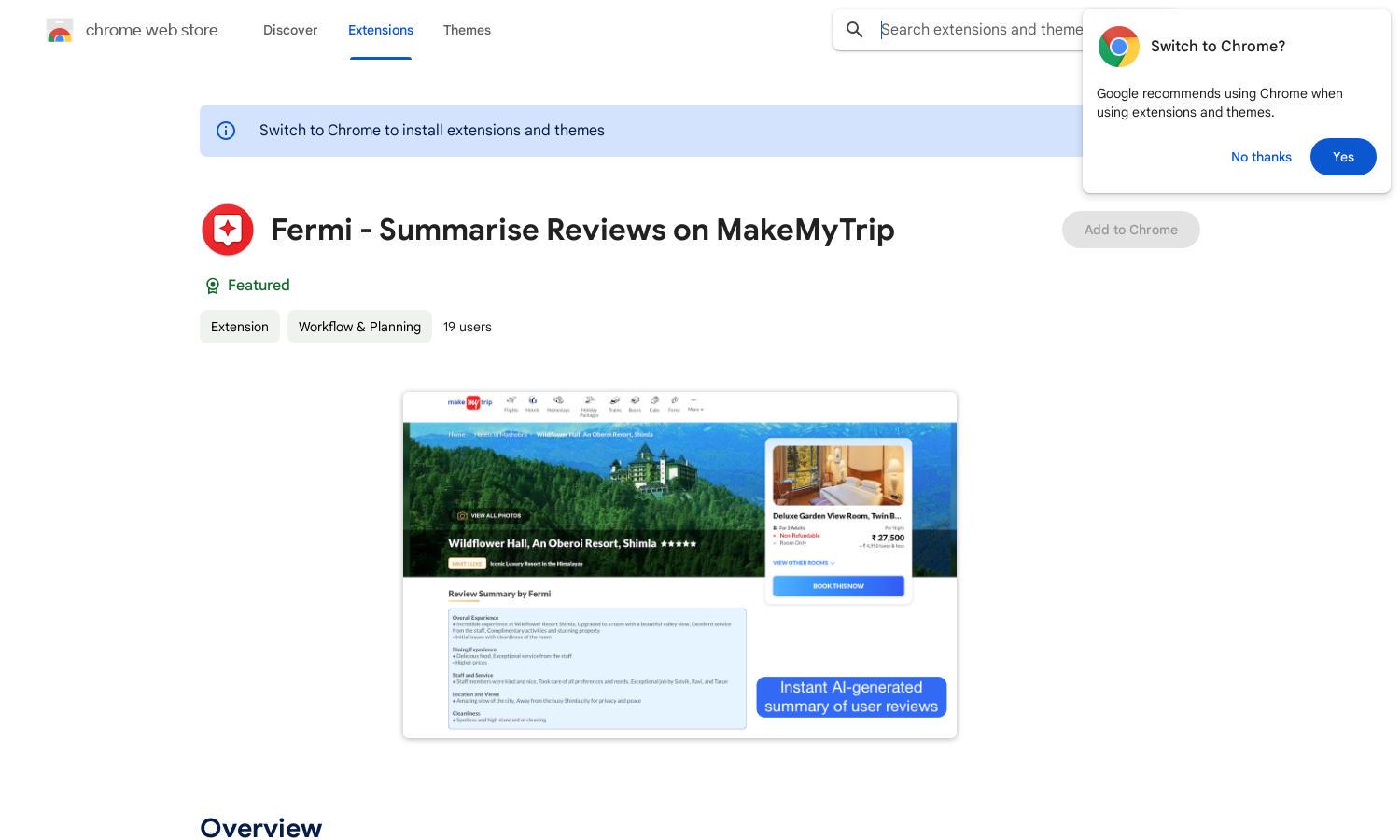 Fermi - Summarise Reviews on MakeMyTrip Website