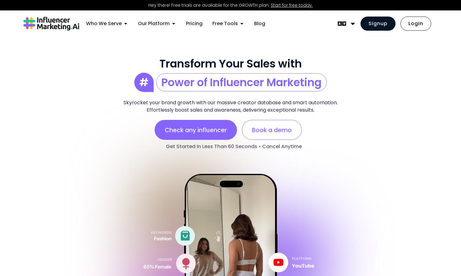 InfluencerMarketing.ai Website