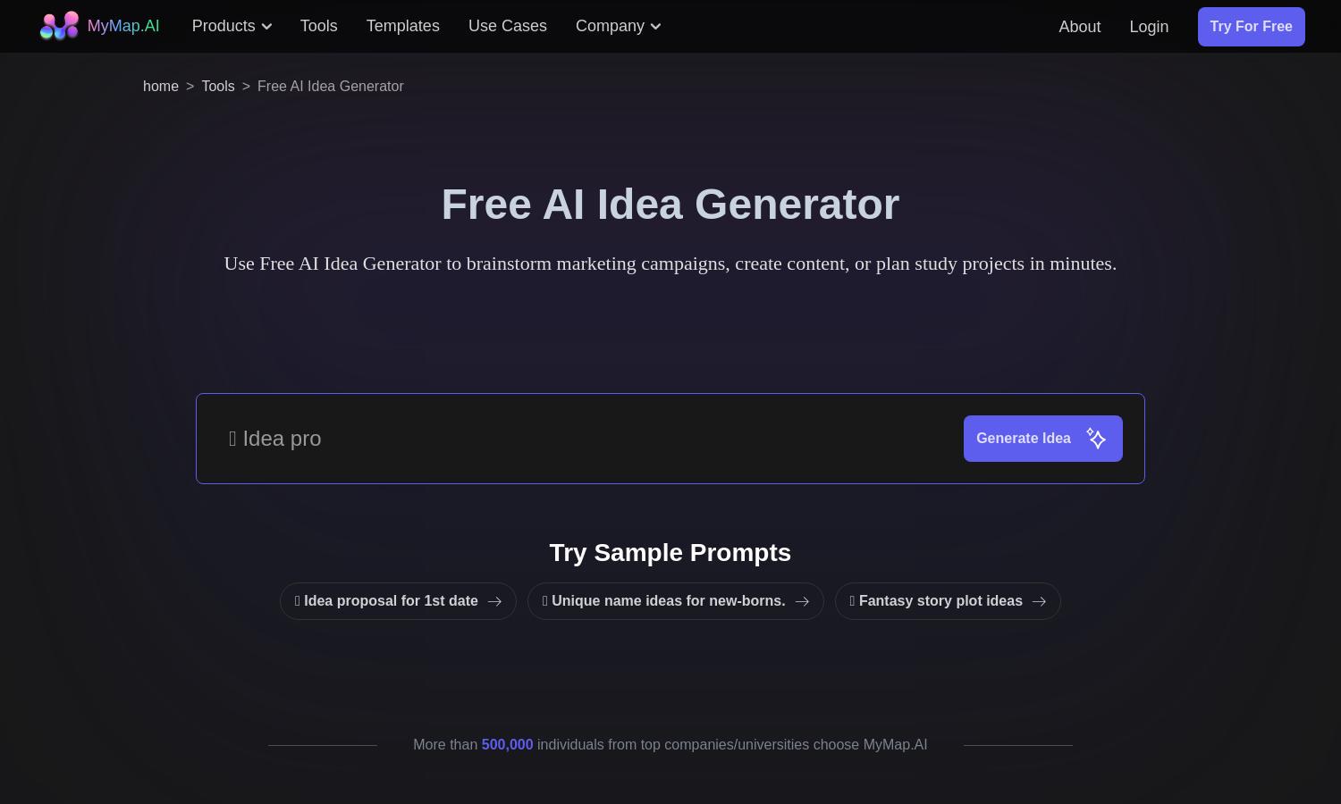 MyMap.AI Idea Generator Website