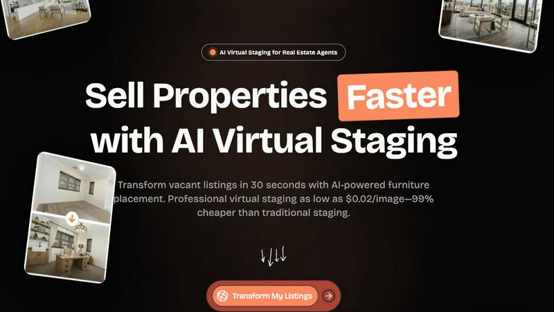 RoomX AI  - Virtual Staging in 30 Seconds application interface and features