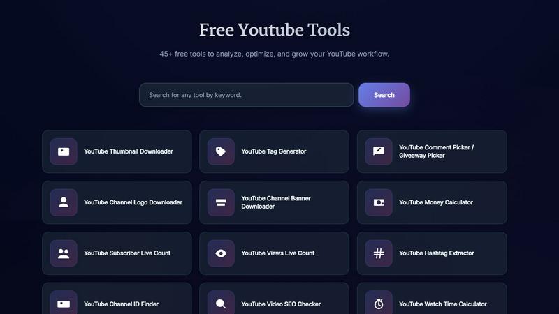 SanishTech YouTube Tools application interface and features