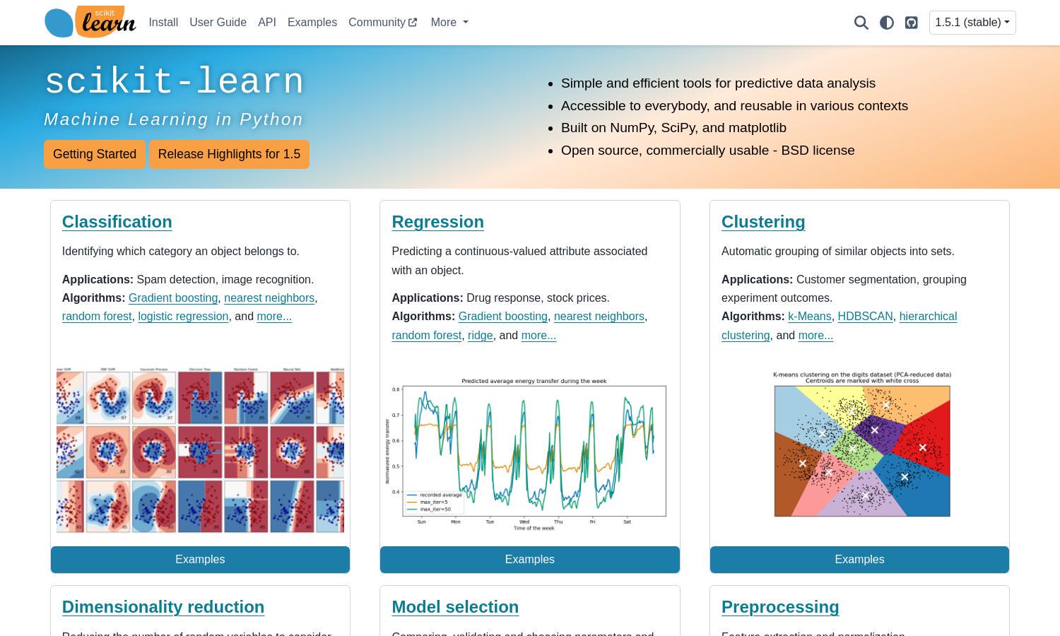 scikit-learn Website