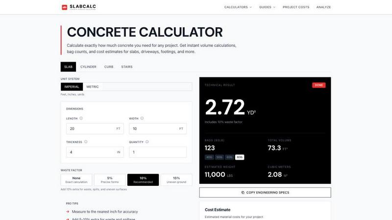 SlabCalc Crack Analyzer application interface and features