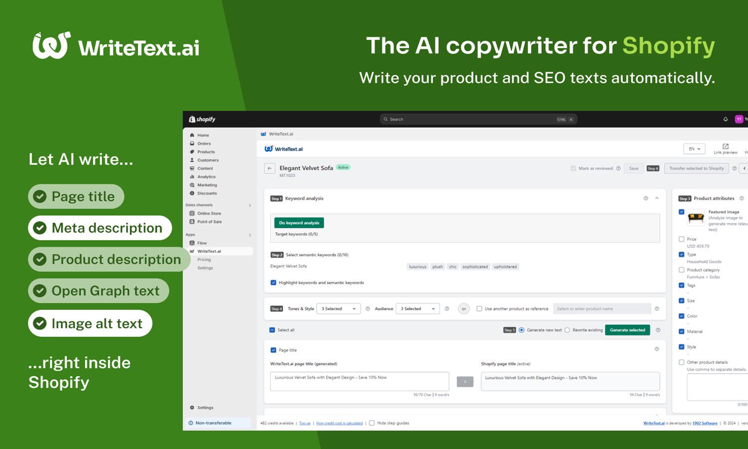 WriteText.ai for Shopify Website